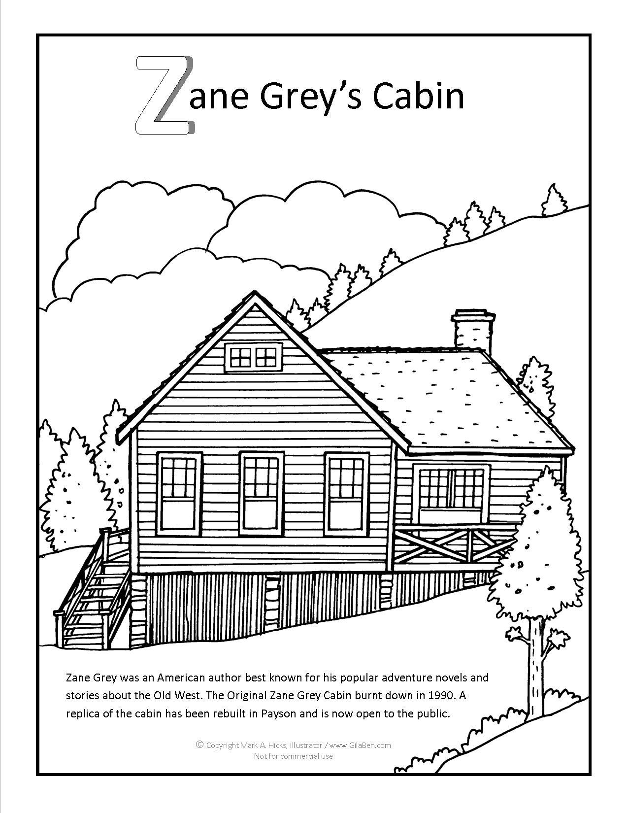 Zane Grey Cabin Coloring page